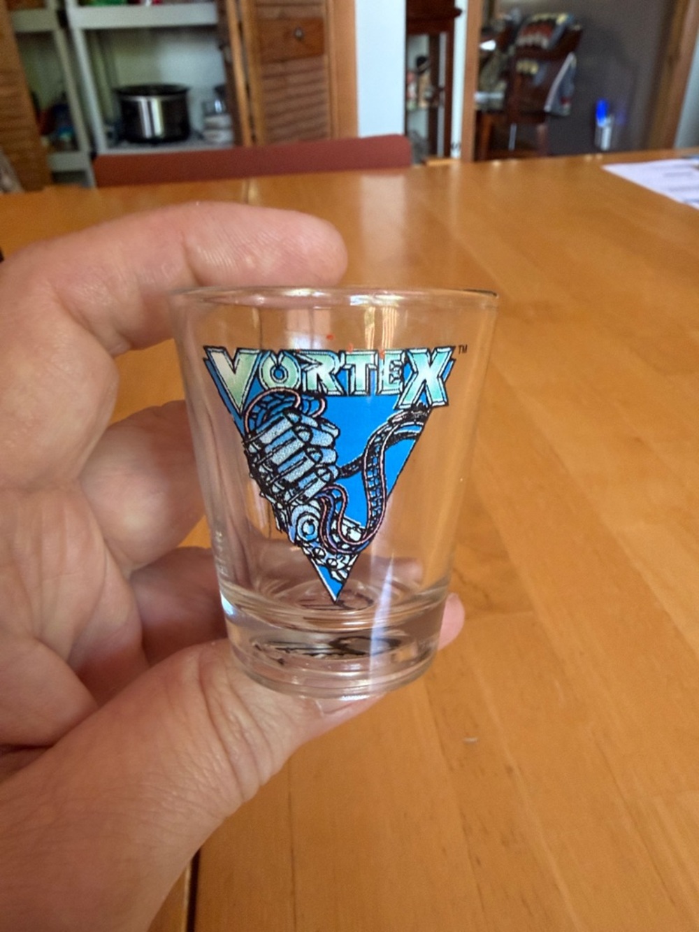 Vortex Blue Logo Shot Glass -
